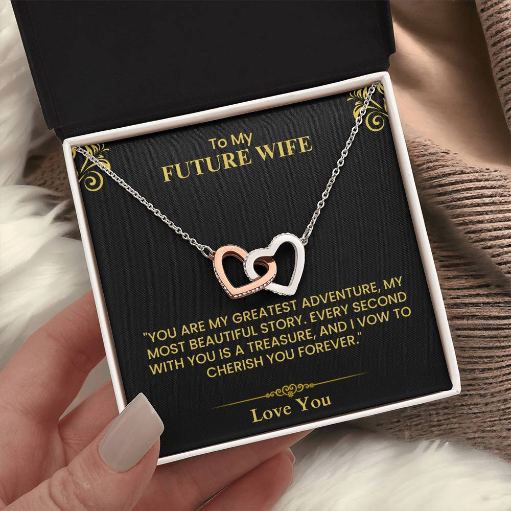 To My Future Wife - Interlocking Hearts Necklace Romantic Gift for Her Interlocking Hearts necklace