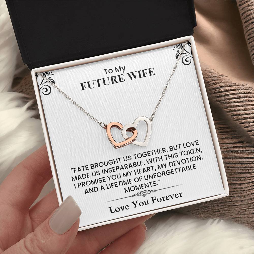 Romantic Gift for Future Wife - Heartfelt Love Letter Card for Proposal or Wedding Interlocking Hearts necklace