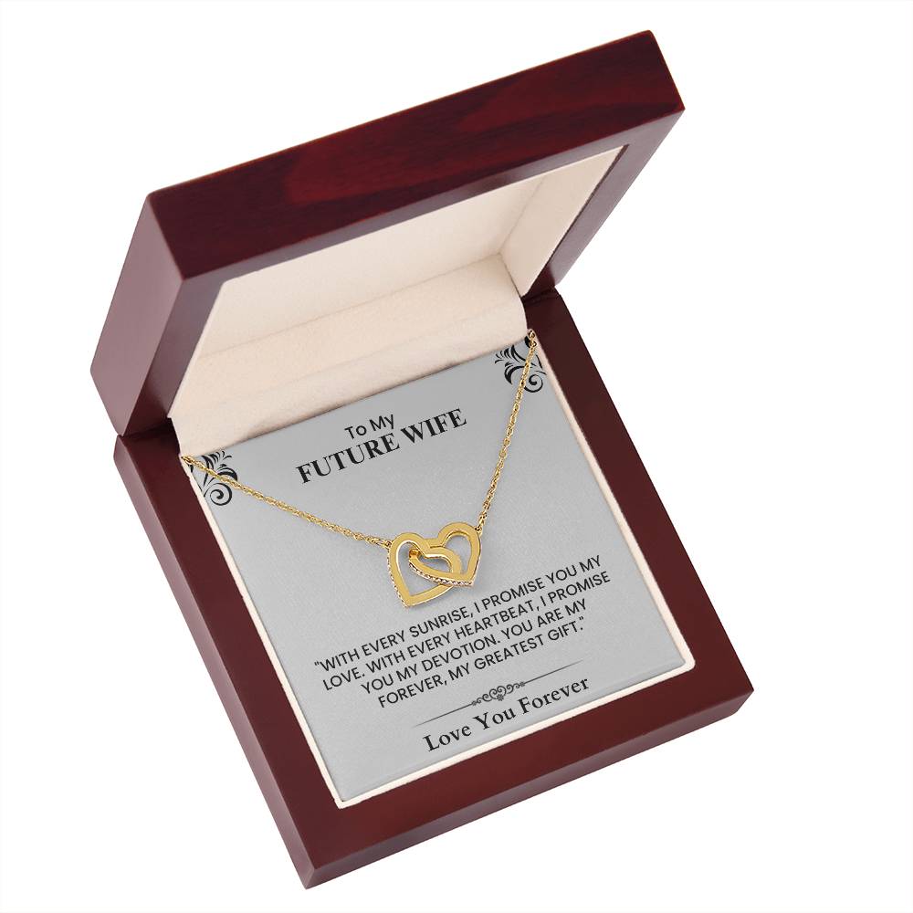 To My Future Wife Card - Sentimental Wedding Gift with Romantic Love Quote Interlocking Hearts