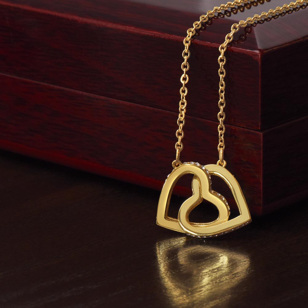 To My Daughter - Encouraging Words to Guide You, A Reminder of My Unconditional Love Interlocking Hearts necklace