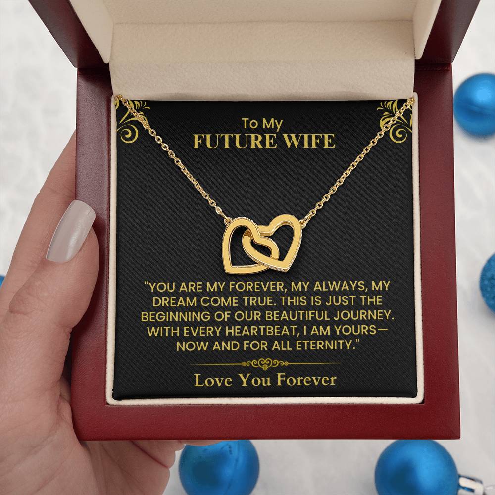 To My Future Wife Interlocking Hearts Necklace Romantic Gift for Engagement Anniversary Interlocking Hearts necklace   and Wedding
