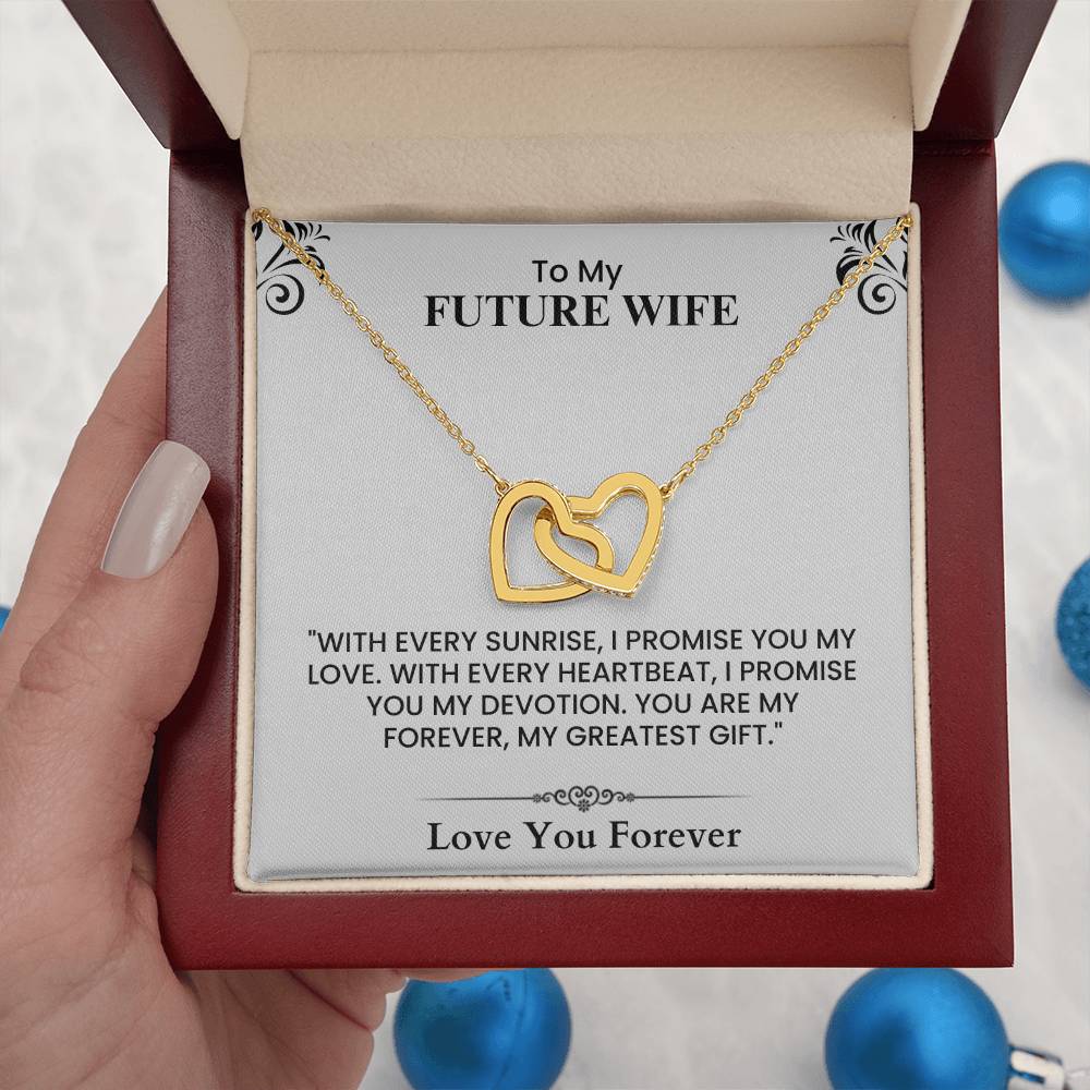 To My Future Wife Card - Sentimental Wedding Gift with Romantic Love Quote Interlocking Hearts
