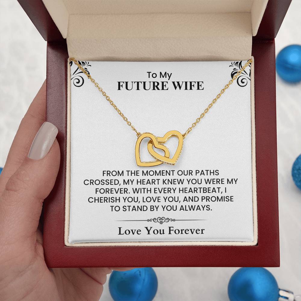 To My Future Wife Interlocking Hearts Necklace Meaningful Gift for Wedding two lovely hearts
