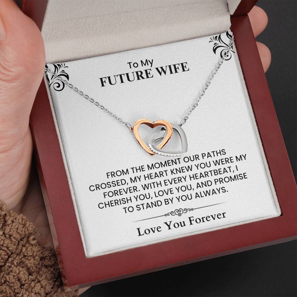 To My Future Wife Interlocking Hearts Necklace Meaningful Gift for Wedding two lovely hearts