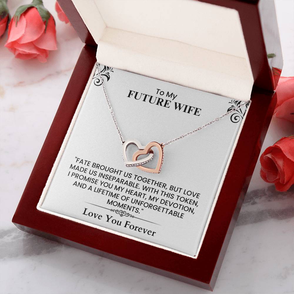 Romantic Gift for Future Wife - Heartfelt Love Letter Card for Proposal or Wedding Interlocking Hearts necklace