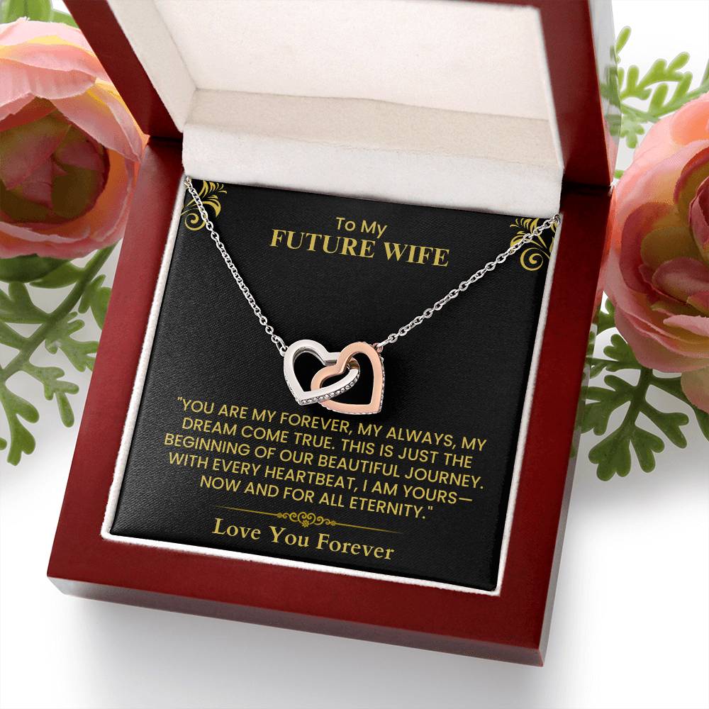 To My Future Wife Interlocking Hearts Necklace Romantic Gift for Engagement Anniversary Interlocking Hearts necklace   and Wedding