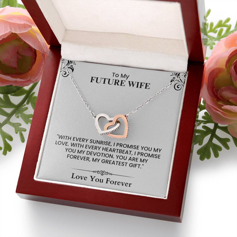 To My Future Wife Card - Sentimental Wedding Gift with Romantic Love Quote Interlocking Hearts