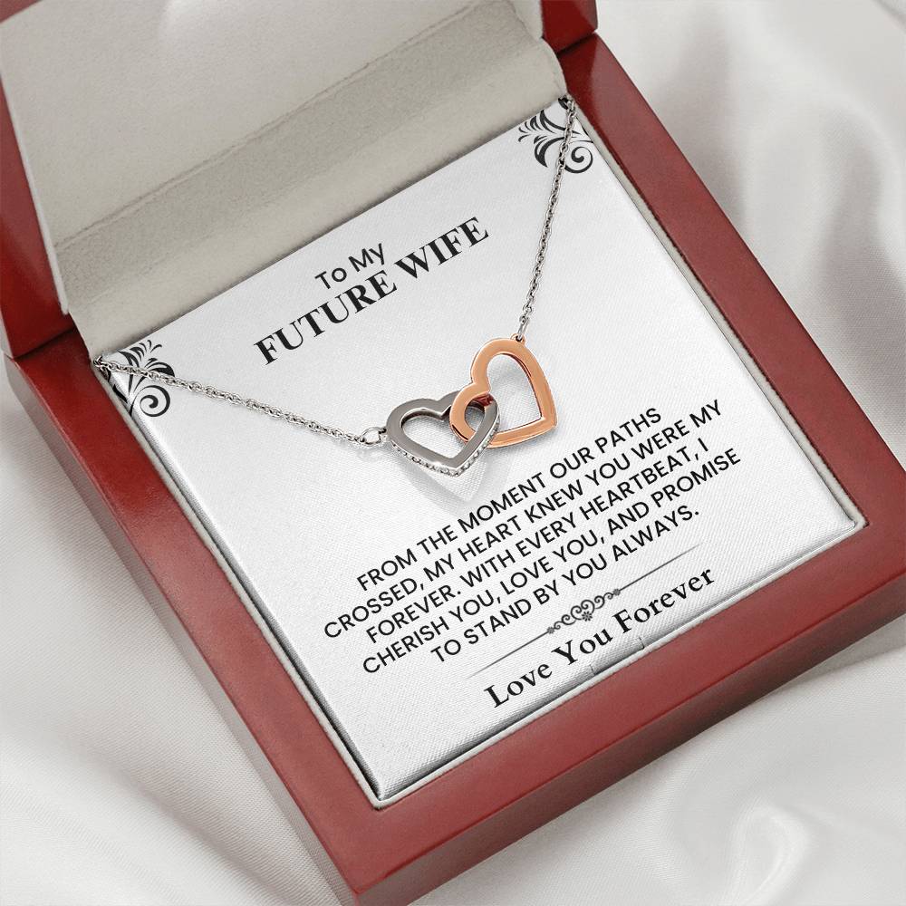 To My Future Wife Interlocking Hearts Necklace Meaningful Gift for Wedding two lovely hearts