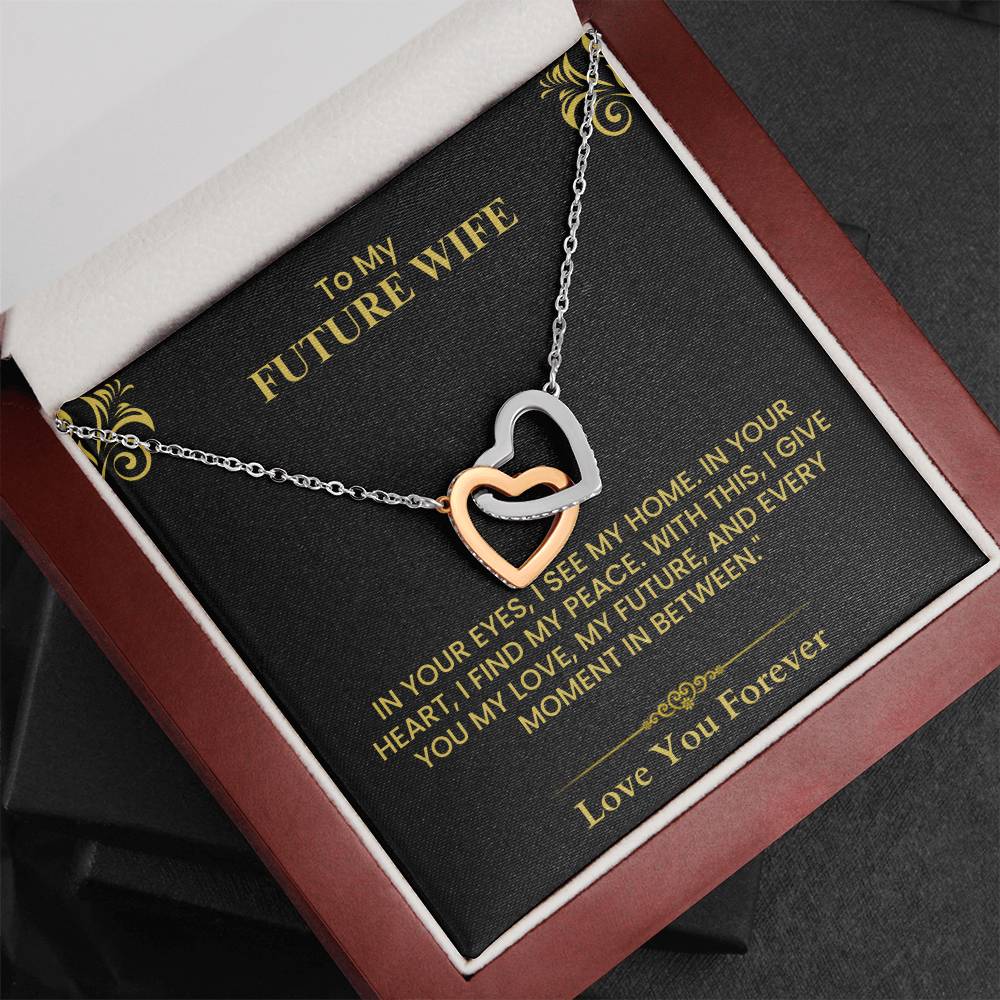 Romantic Gift for Future Wife - Heartfelt Love Letter Card for Proposal or Wedding Interlocking Hearts necklace
