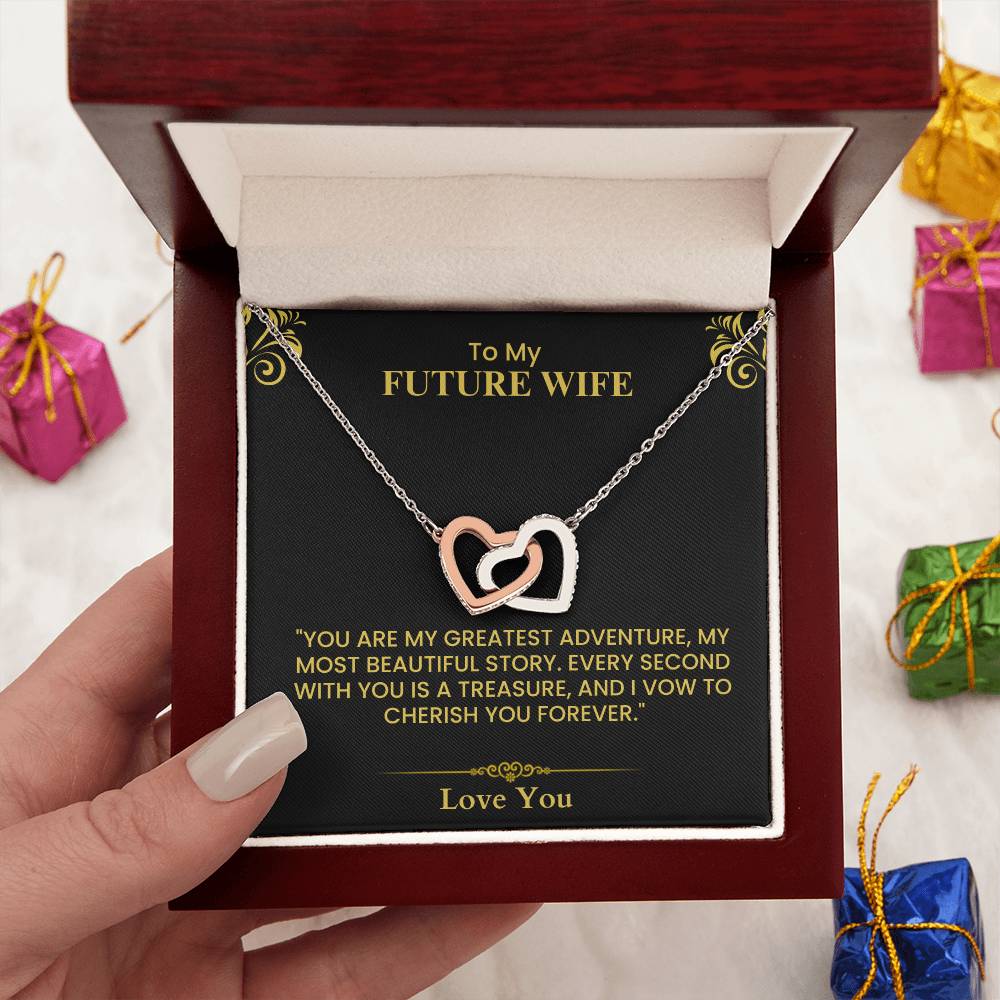 To My Future Wife - Interlocking Hearts Necklace Romantic Gift for Her Interlocking Hearts necklace