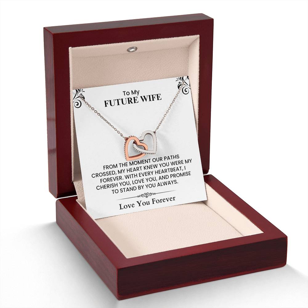 To My Future Wife Interlocking Hearts Necklace Meaningful Gift for Wedding two lovely hearts