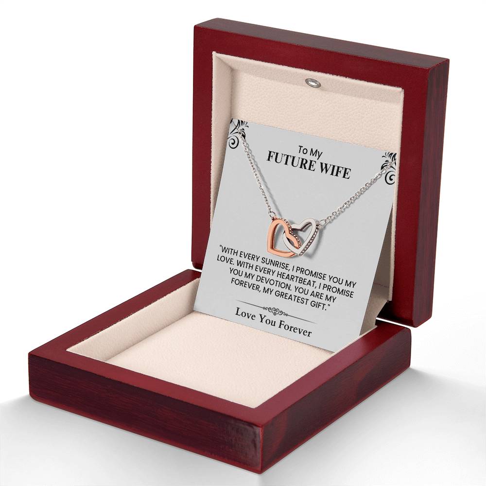 To My Future Wife Card - Sentimental Wedding Gift with Romantic Love Quote Interlocking Hearts