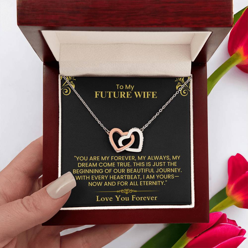 To My Future Wife Interlocking Hearts Necklace Romantic Gift for Engagement Anniversary Interlocking Hearts necklace   and Wedding