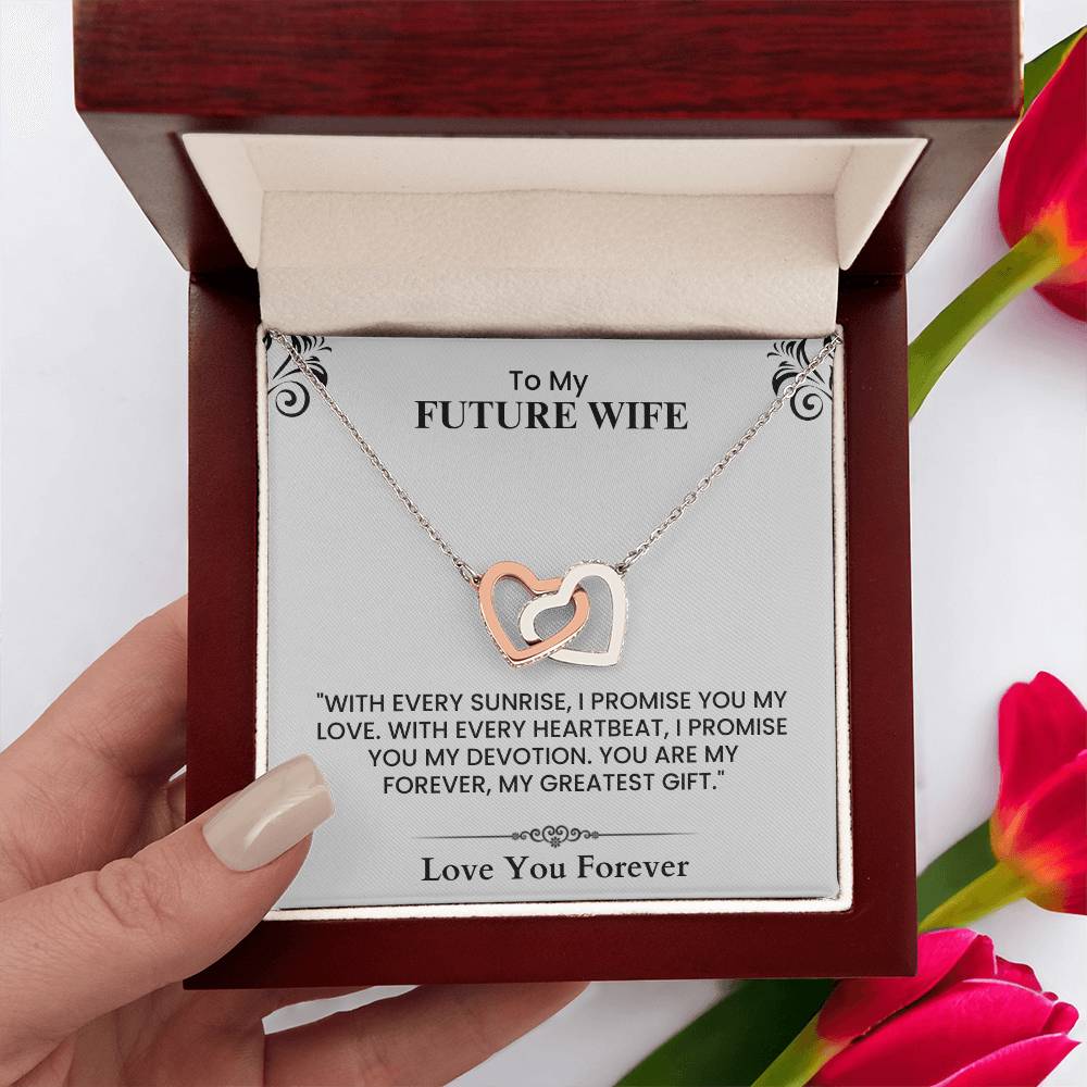 To My Future Wife Card - Sentimental Wedding Gift with Romantic Love Quote Interlocking Hearts