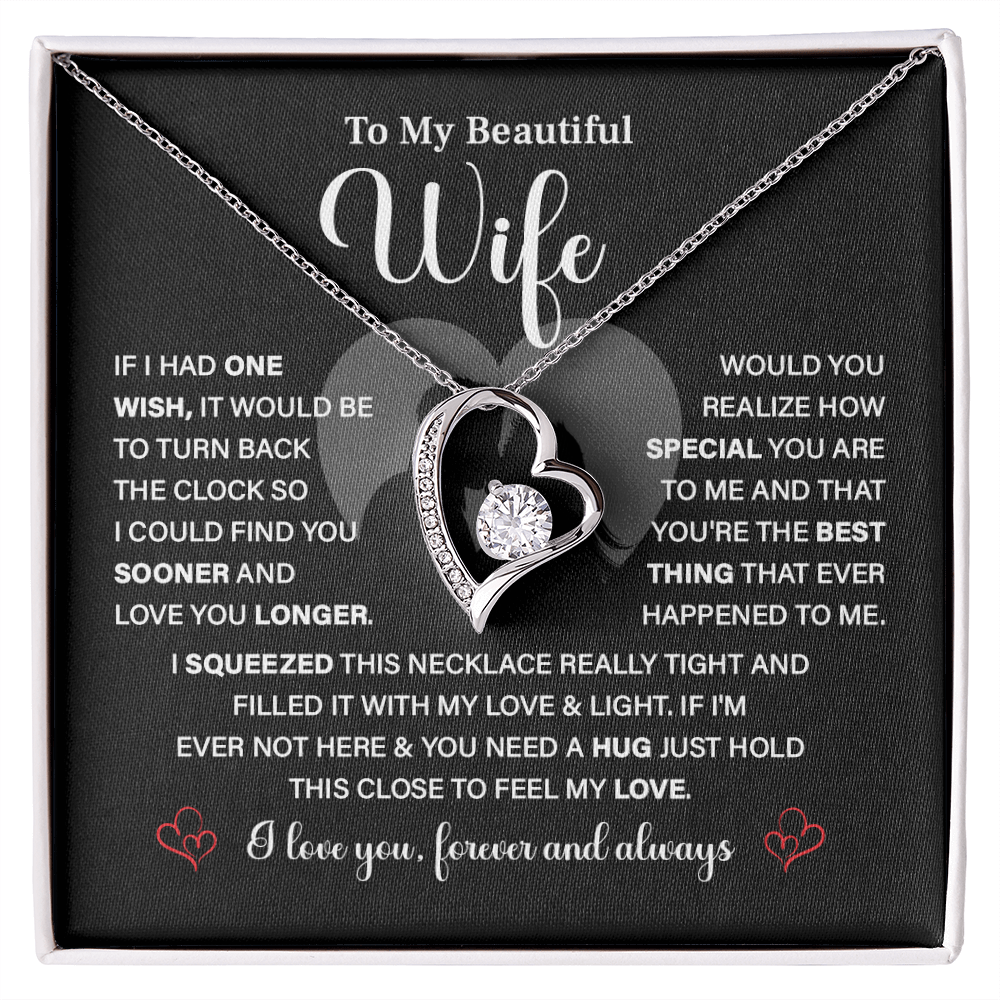 To My Beautiful Wife - I Love You Always | Elegant Heart Necklace Gift for Wife