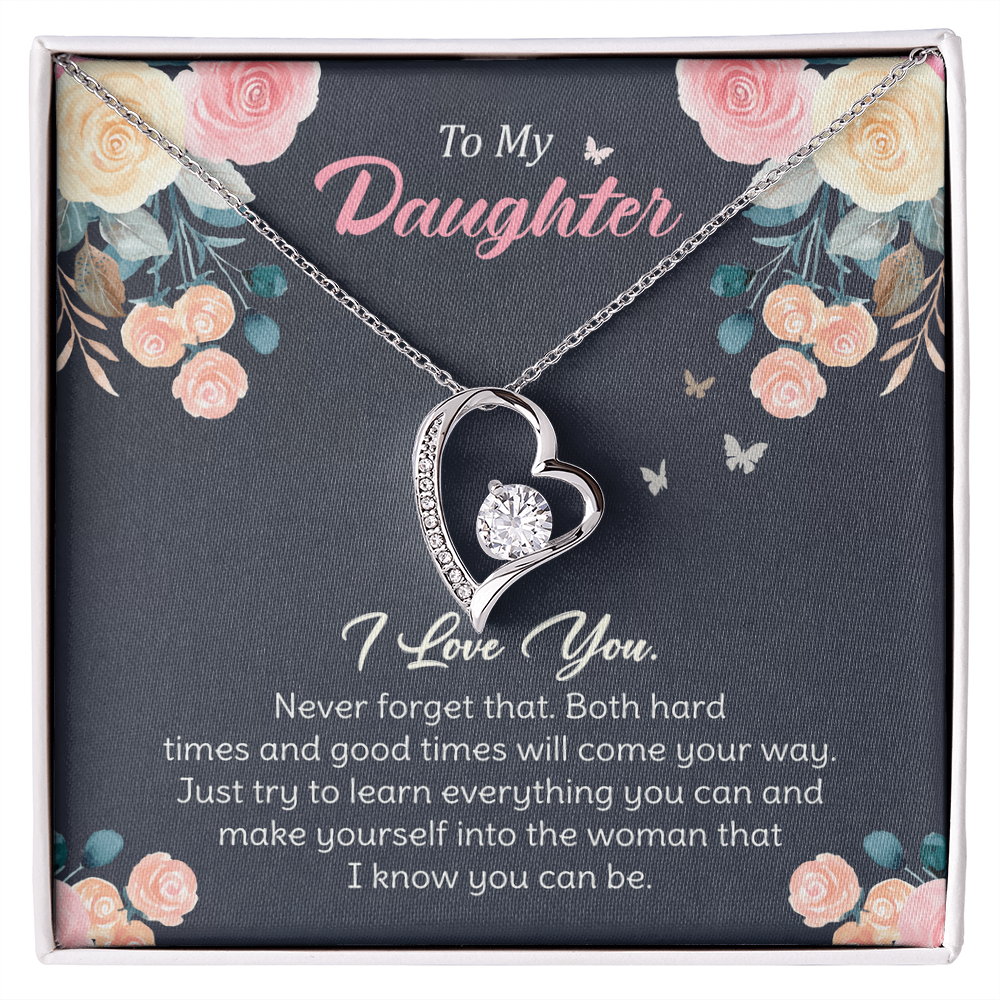 To My Daughter - Inspirational Gift for a Loving Daughter, Encouragement and Forever Love NecklaceLove Necklace