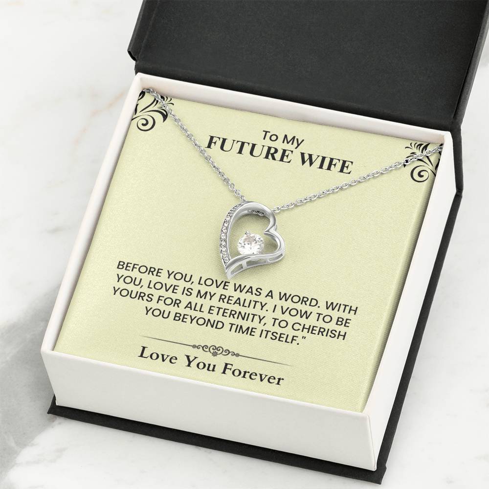 To My Future Wife Sparkling Heart Pendant Necklace Romantic Gift forever Love Necklace