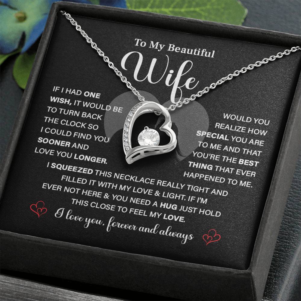 To My Beautiful Wife - I Love You Always | Elegant Heart Necklace Gift for Wife