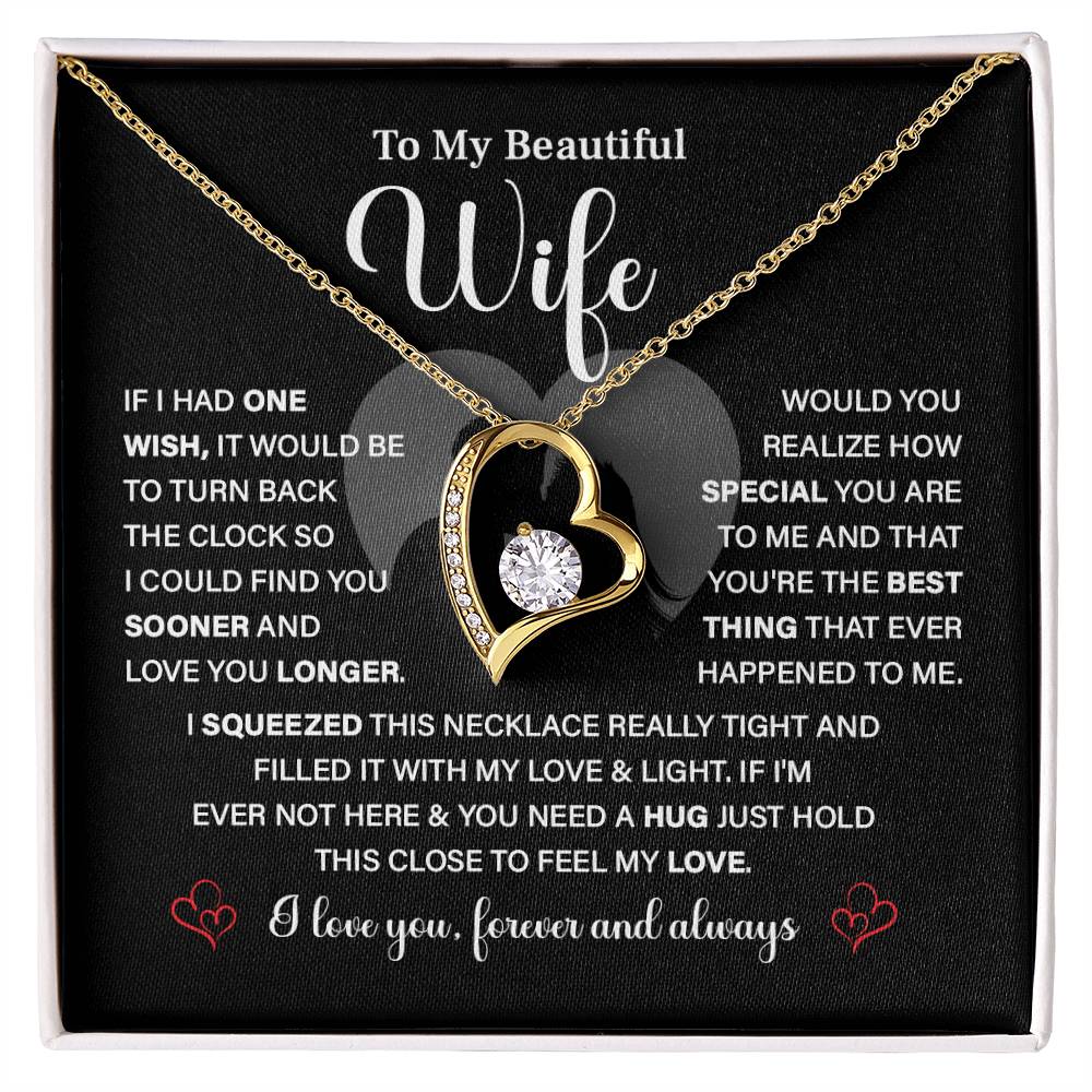 To My Beautiful Wife - I Love You Always | Elegant Heart Necklace Gift for Wife
