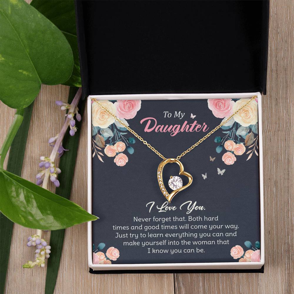 To My Daughter - Inspirational Gift for a Loving Daughter, Encouragement and Forever Love NecklaceLove Necklace