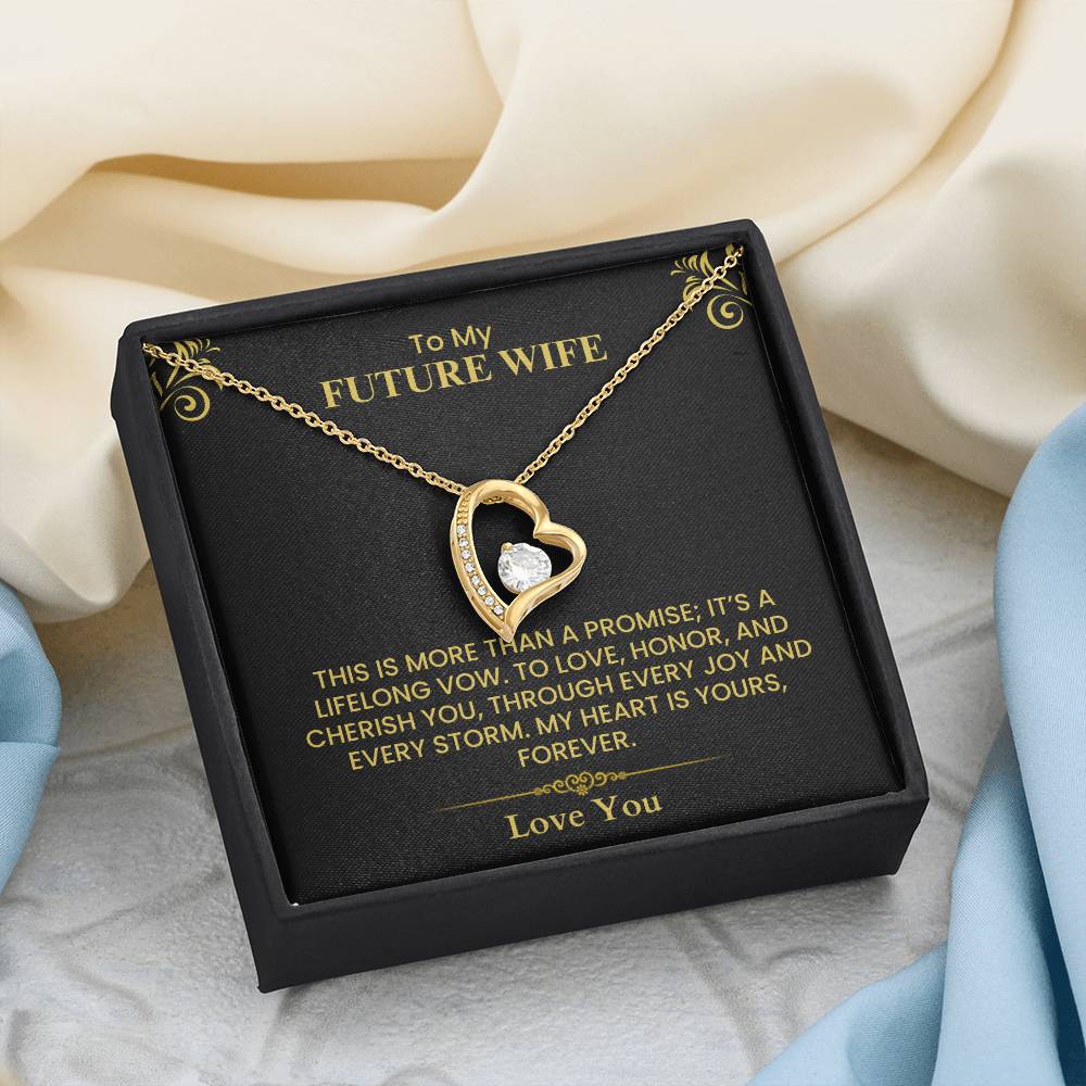 To My Future Wife Gift - Romantic Love Message Card for Fiancée, Elegant Gold Design Forever Love Necklace