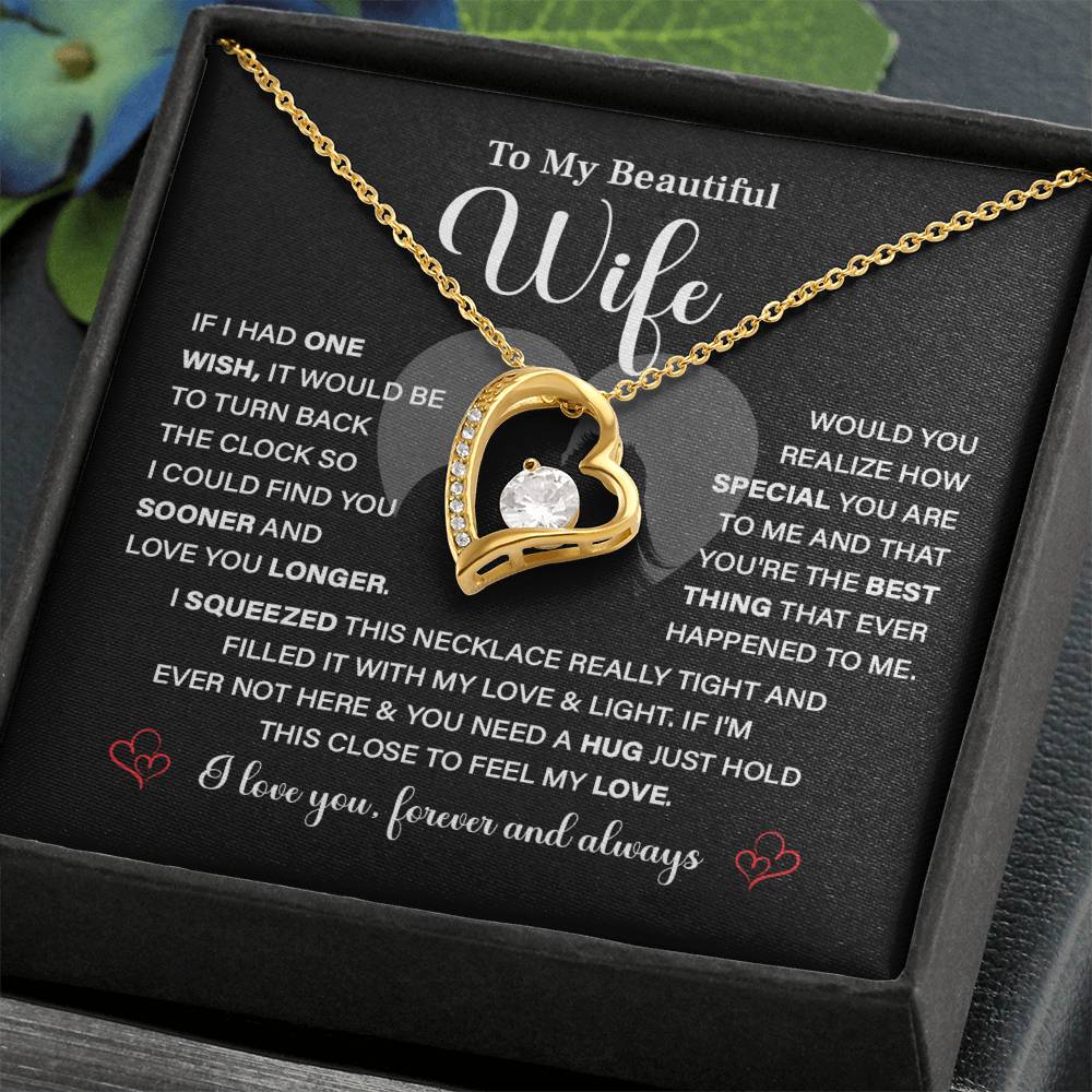 To My Beautiful Wife - I Love You Always | Elegant Heart Necklace Gift for Wife