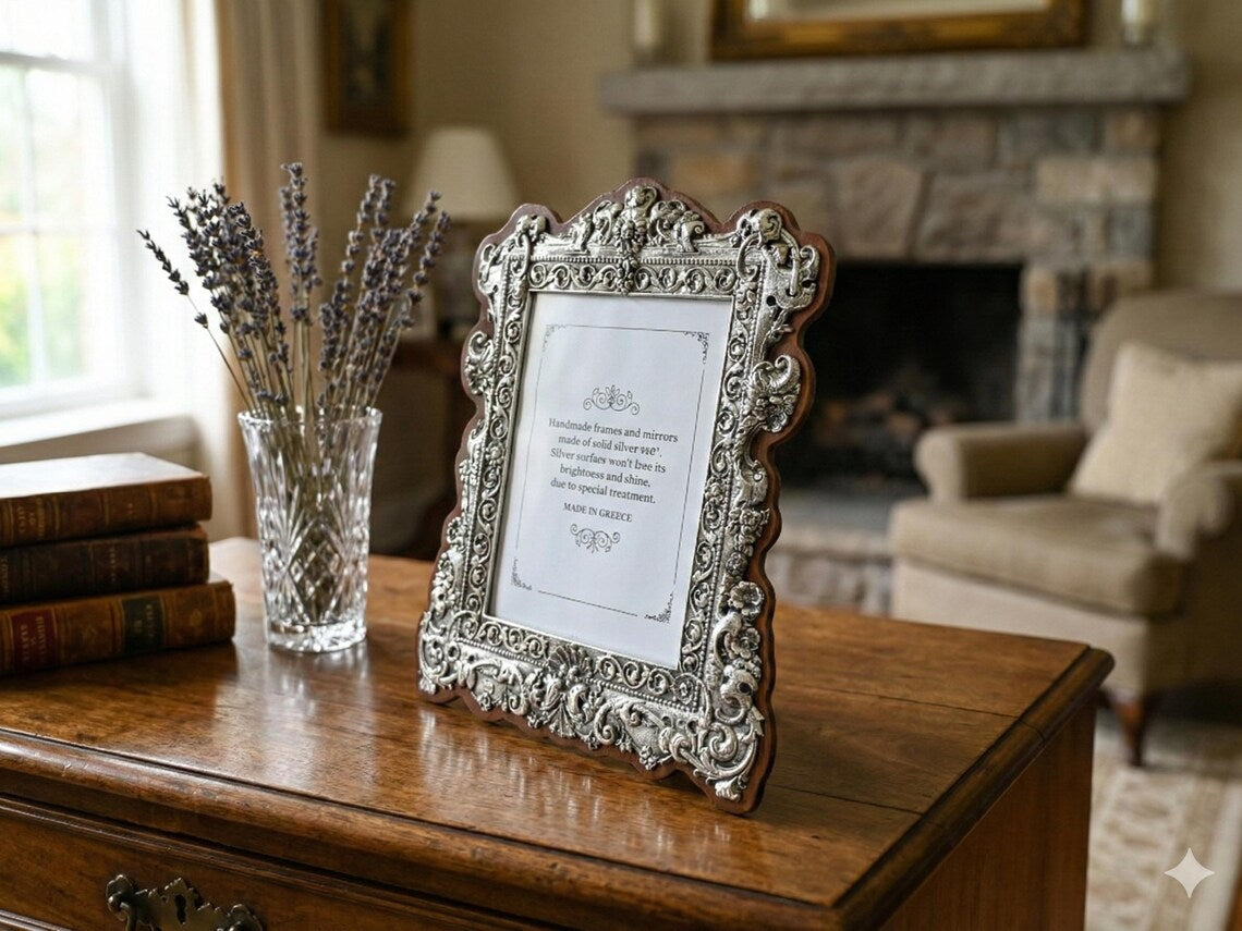 Sterling Silver Photo Frame Gift • Hallmarked Silver • Antique Elegant Classic Home Decor | Family Photo Frame Luxury | Wedding Frame Gift