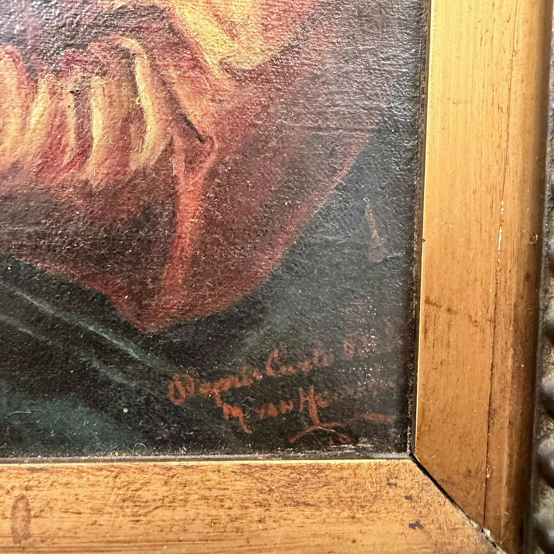 19th Century Antique Portrait Oil Painting "Madonna Child" Artwork