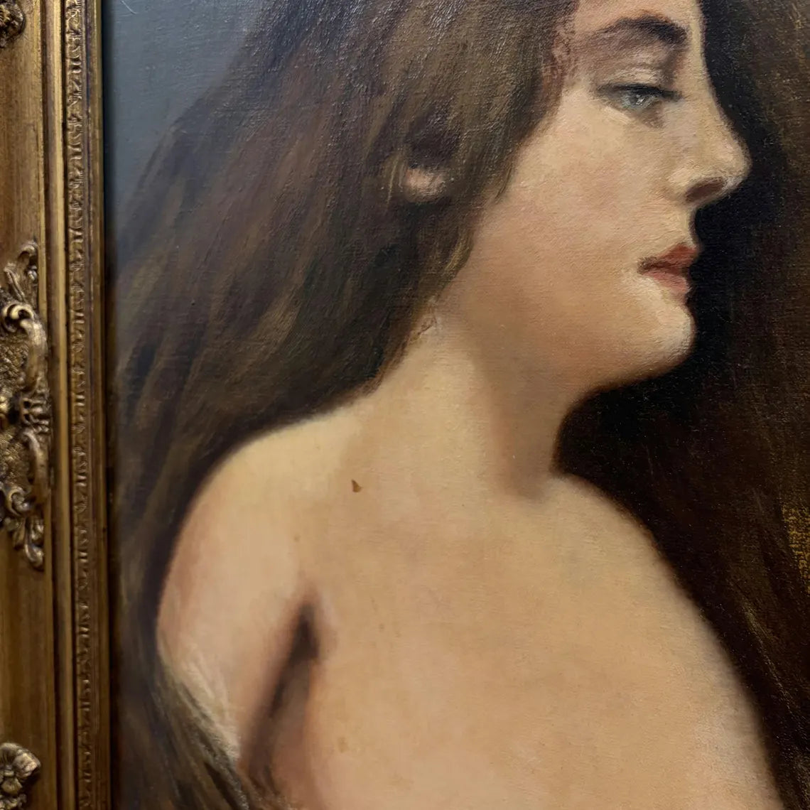 Antique Portrait Oil Painting "Young Woman" Traditional Artwork