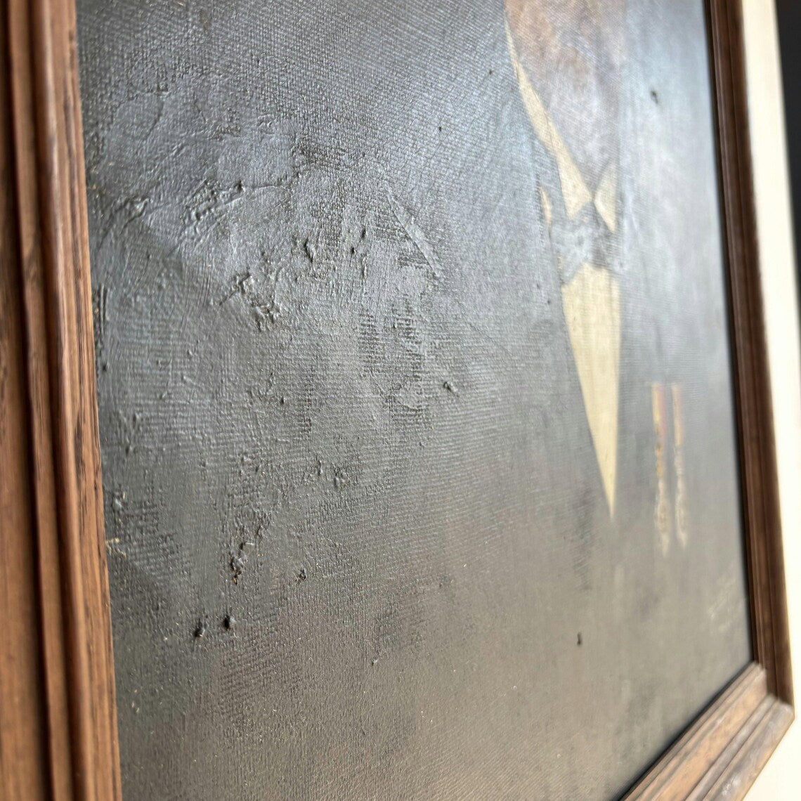 1916 Antique Portrait Oil Painting "Moustached Man" Large Art